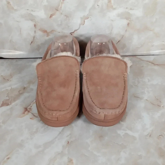 Lamo Harrison Men's slippers tan suede leather size 9 or women 9.5 - Picture 2 of 7